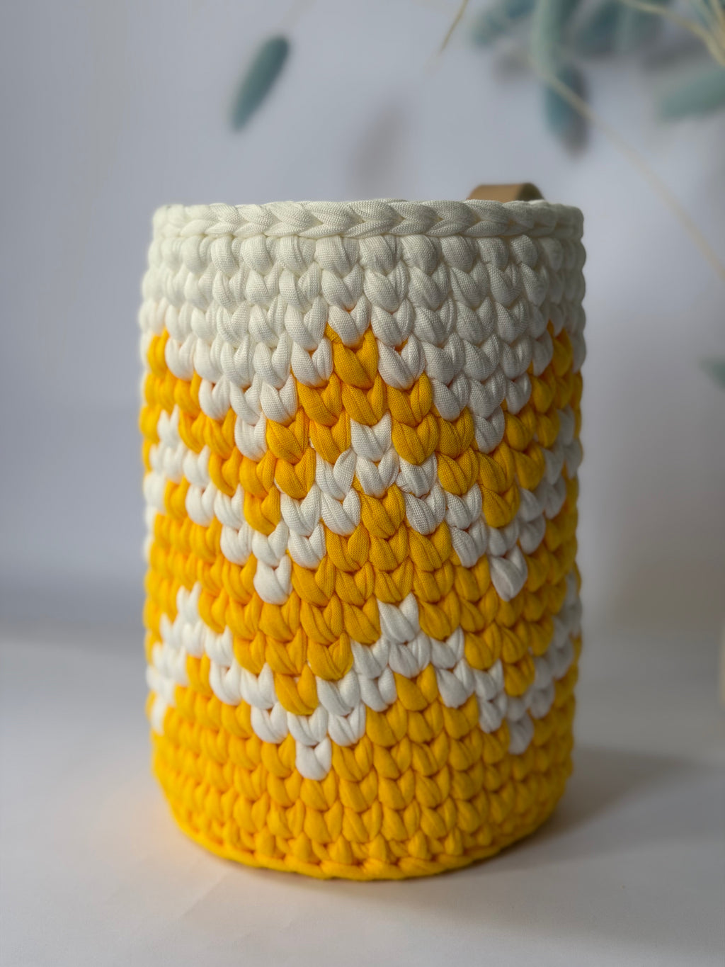 Crochet basket “Yellow Nordic”