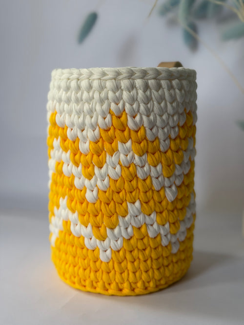 Crochet basket “Yellow Nordic”
