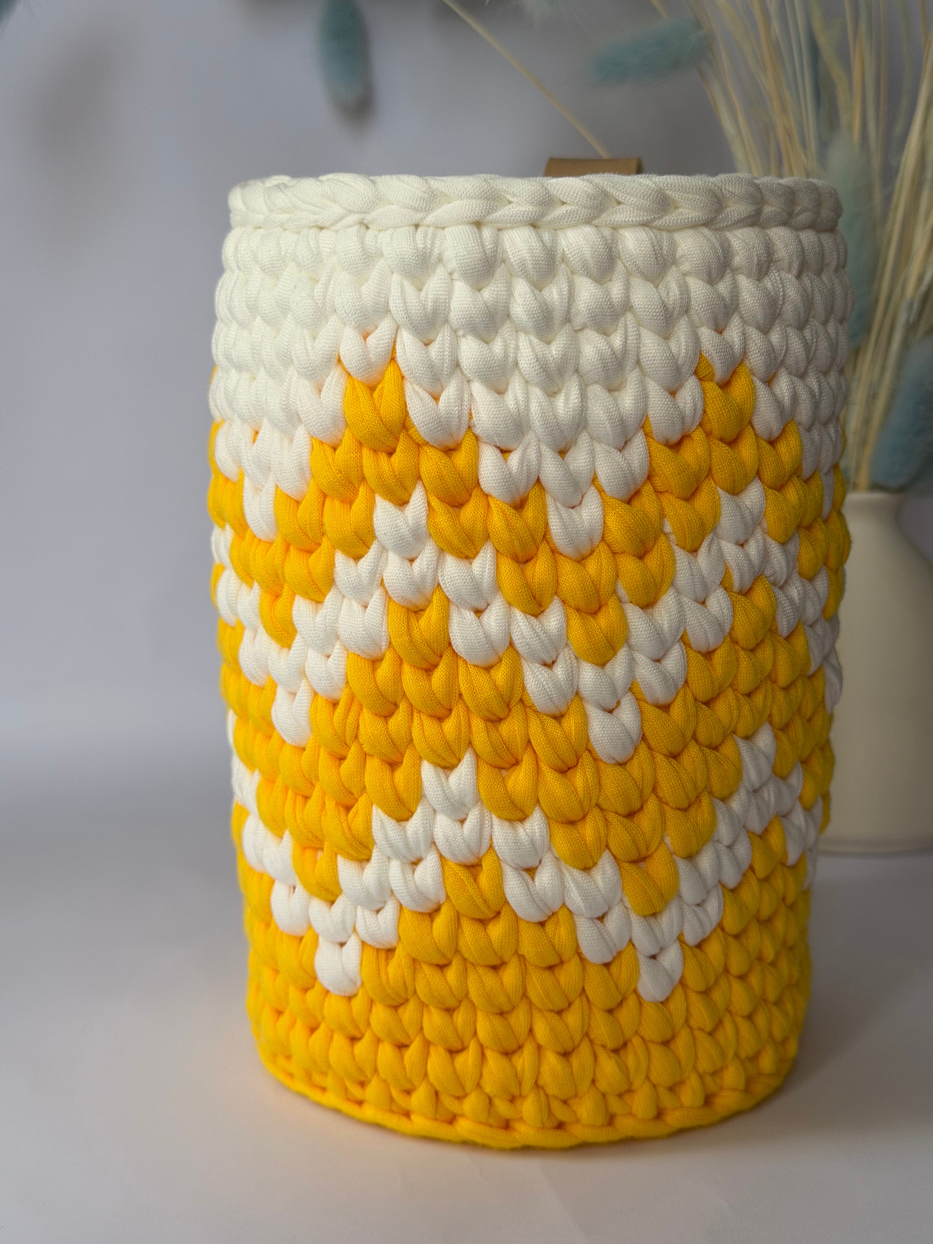 Crochet basket “Yellow Nordic”