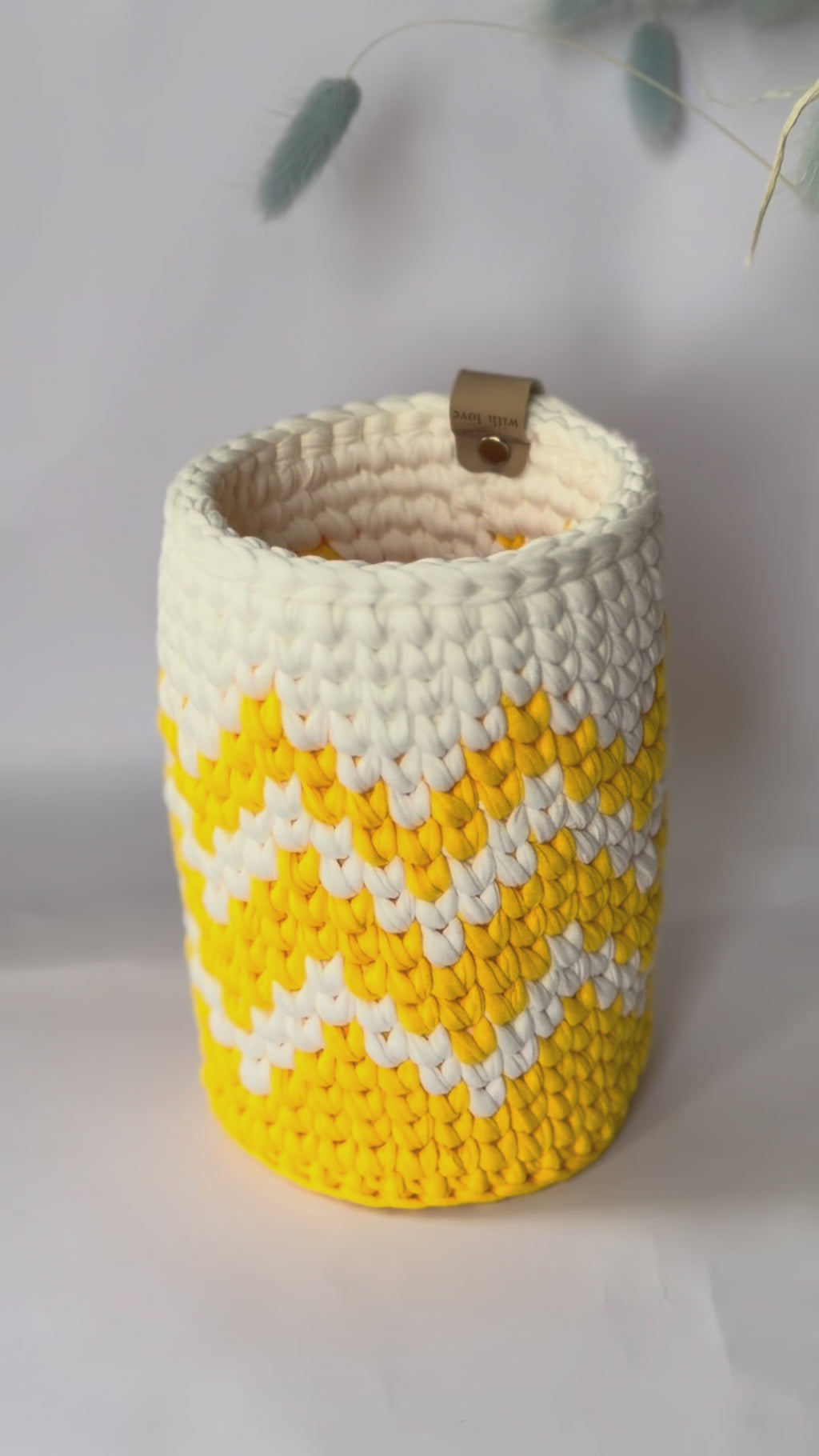 Crochet basket “Yellow Nordic”