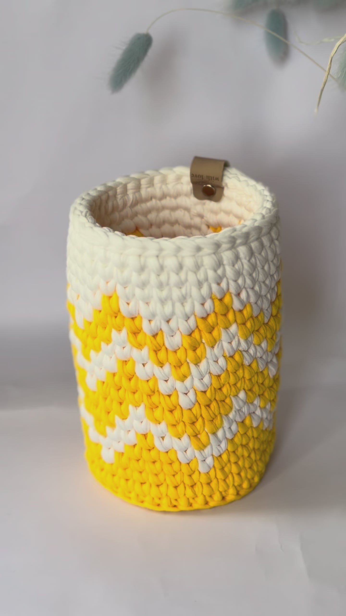 Crochet basket “Yellow Nordic”